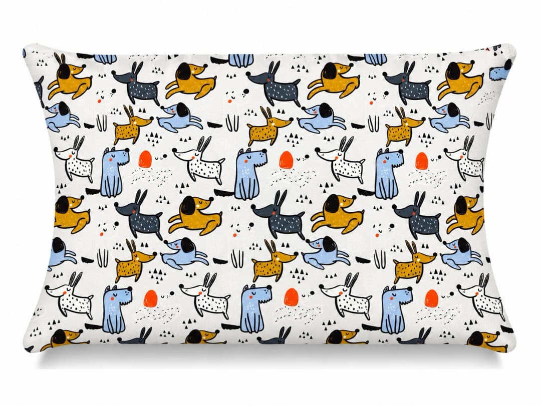 Zıplayan Köpekler Desenli Kırlent Yastık 50x30