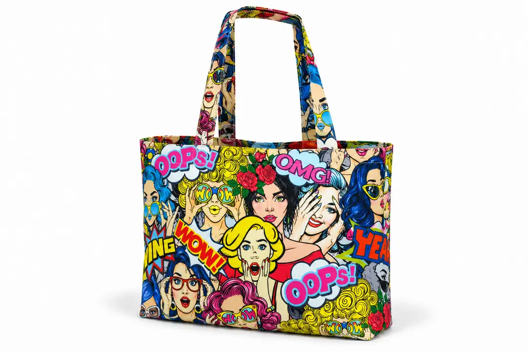 Retro Pop Art - Desenli Dijital Baskı Omuz Çantası 50×45 cm