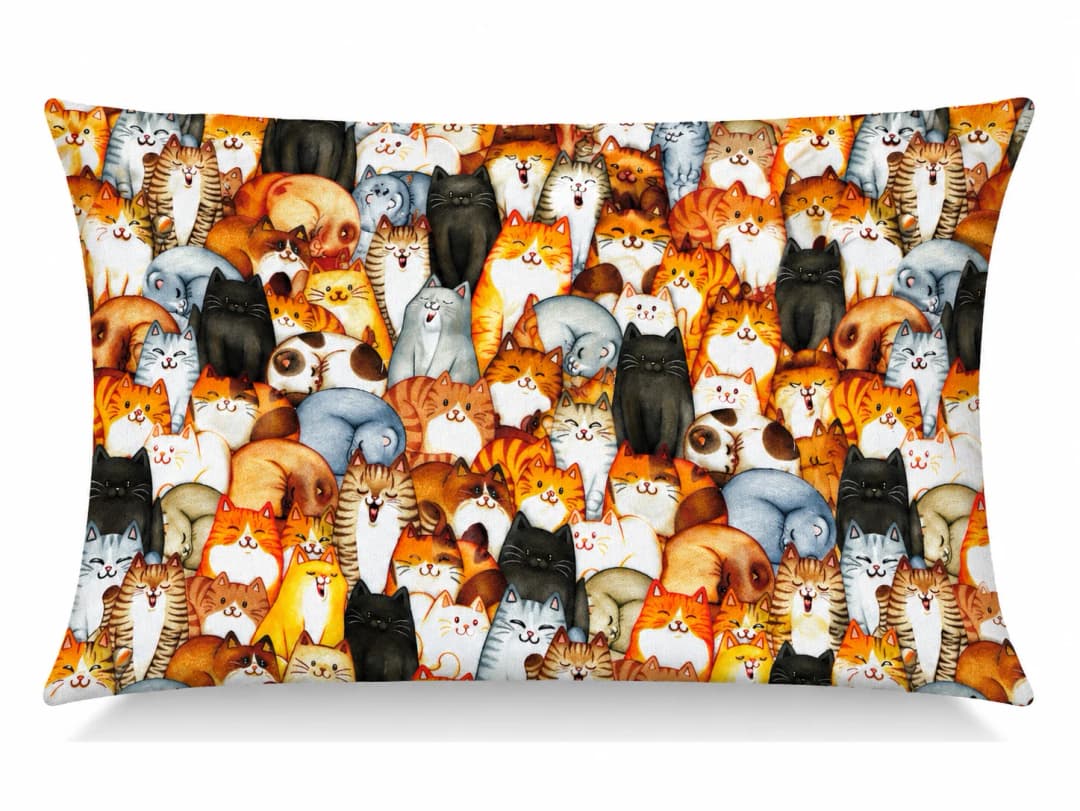 Uykucu Kediler Desenli Kırlent Yastık 50x30