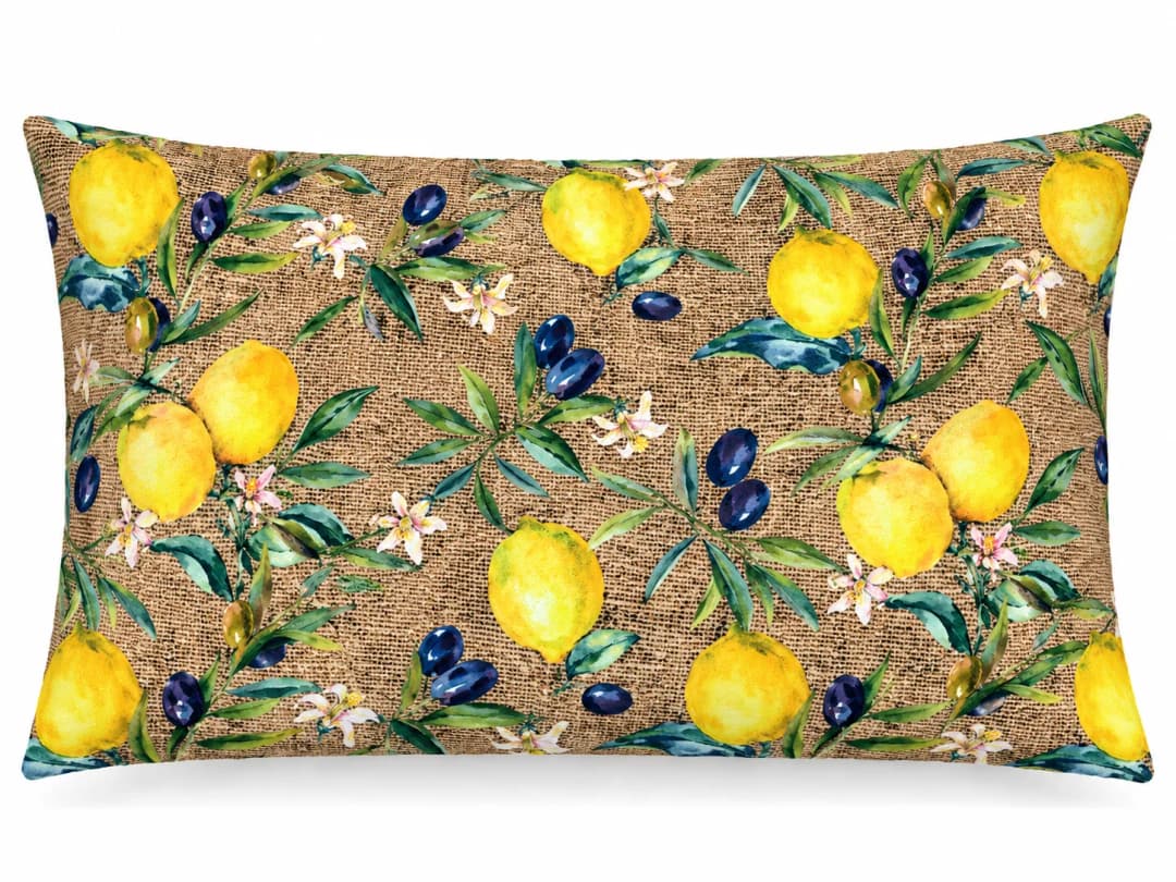 Limon ve Zeytin Desenli Kırlent Yastık 50x30