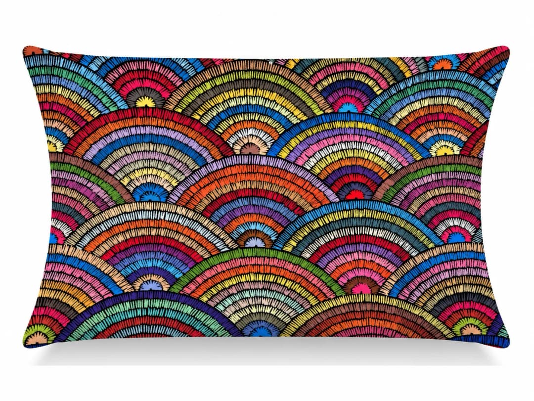 Gökkuşağı Dalgaları Desenli Kırlent Yastık 50x30