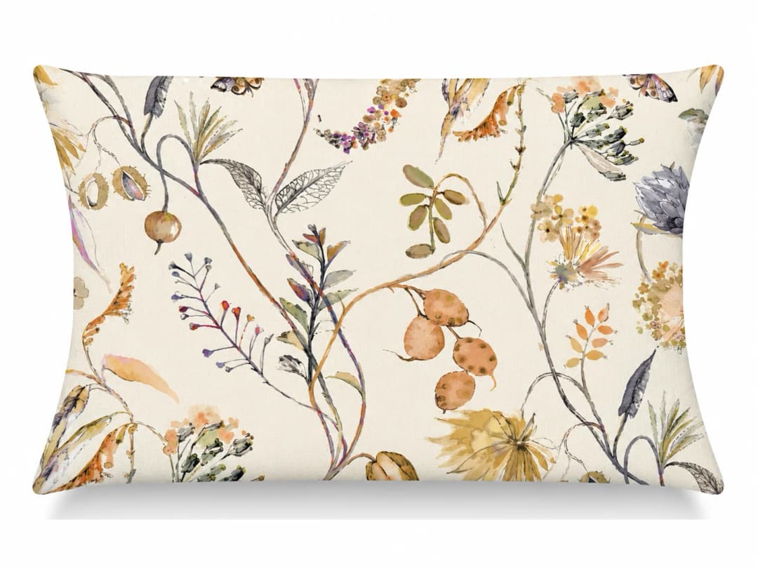 Botanik Kır Çiçekleri Desenli Kırlent Yastık 50x30