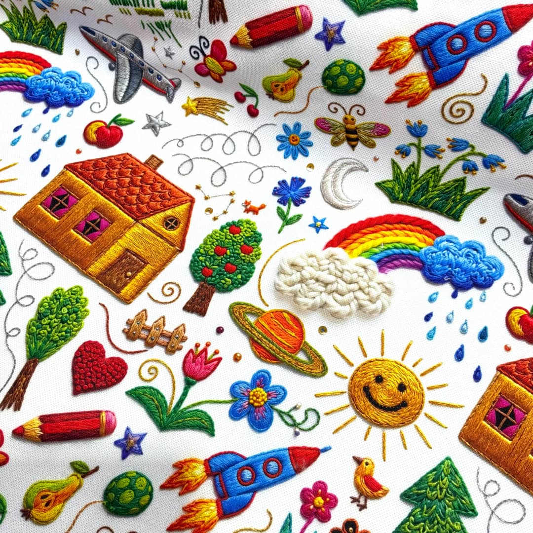 Nakışlı Renkli Masal Desenli Kırlent Yastık 50x30