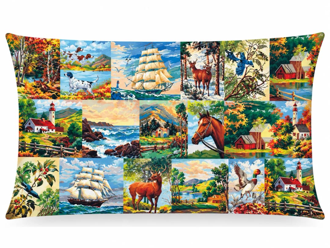Kırkyama Keşifler Desenli Kırlent Yastık 50x30