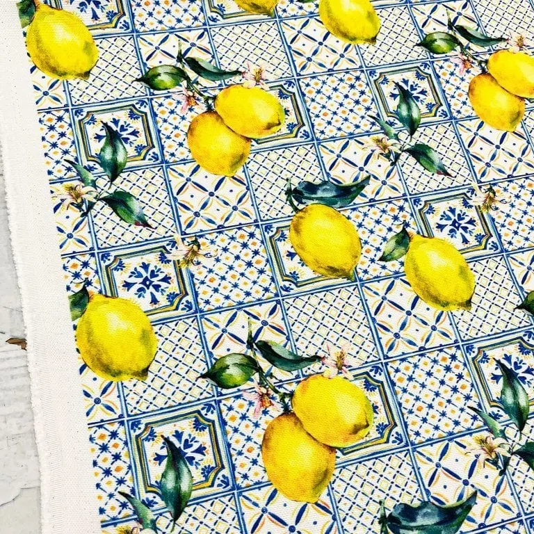 Seramik Limonlar Desenli Kırlent Yastık 50x30
