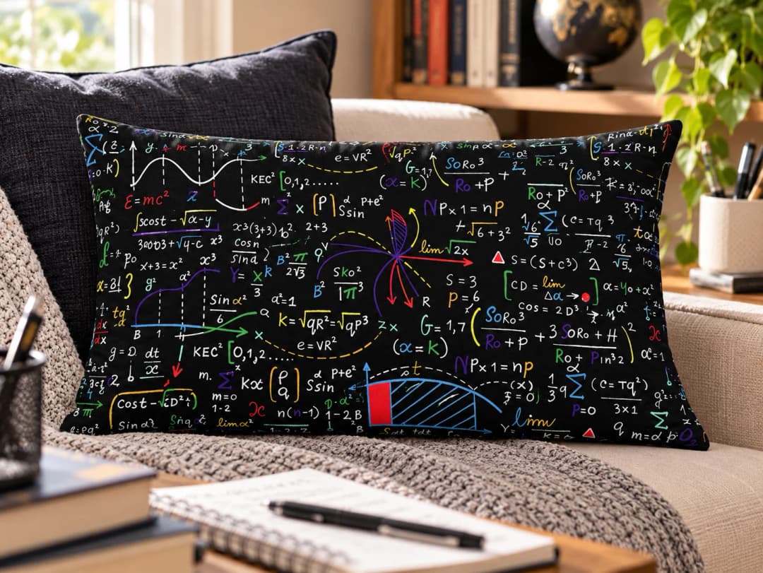 Calculus Matematik Desenli Kırlent Yastık 50x30