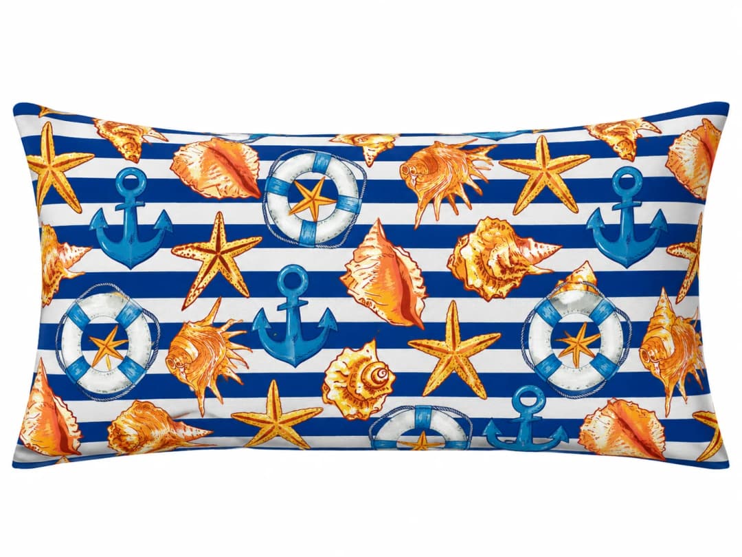 Çizgili Marine Desenli Kırlent Yastık 50x30