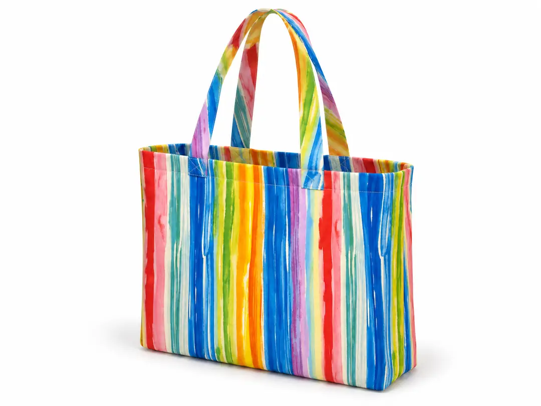 Suluboya Çizgi - Desenli Dijital Baskı Omuz Çantası 50×45 cm