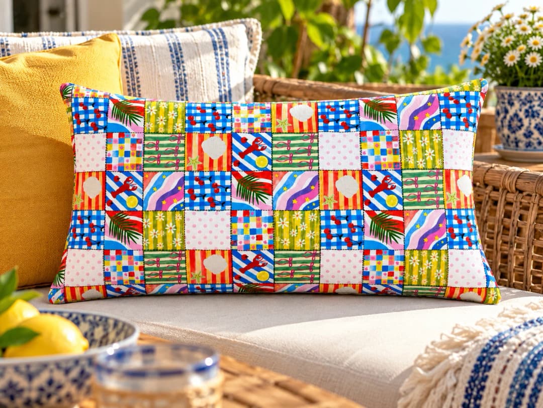 Akdeniz Kırkyama Desenli Kırlent Yastık 50x30