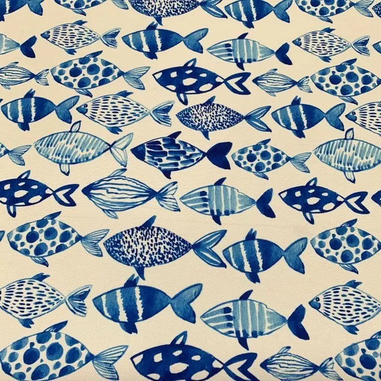 Saks Mavi Balıklar Desenli Kırlent Yastık 50x30