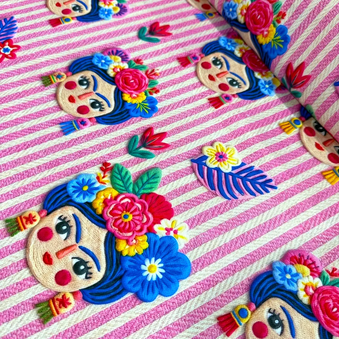 Pembe Nakışlı Ferideler Desenli Kırlent Yastık 50x30