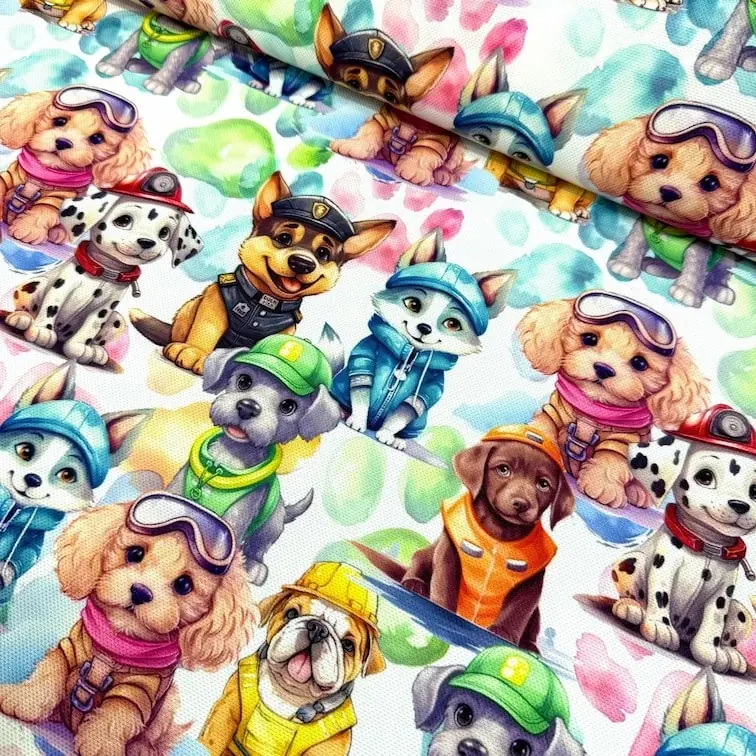 Renkli Köpekçikler Desenli Kırlent Yastık 50x30
