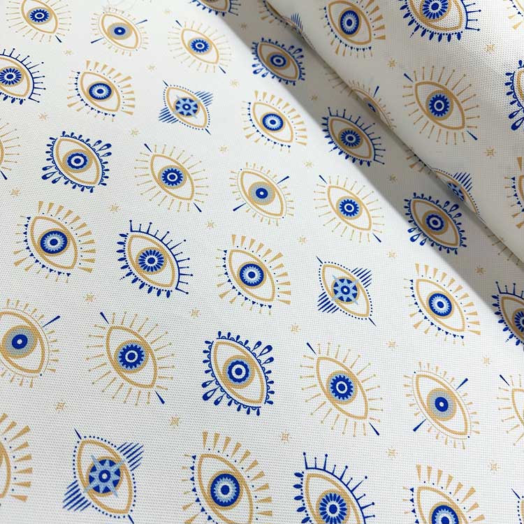 Krem Vintage Gözler Desenli Kırlent Yastık 50x30