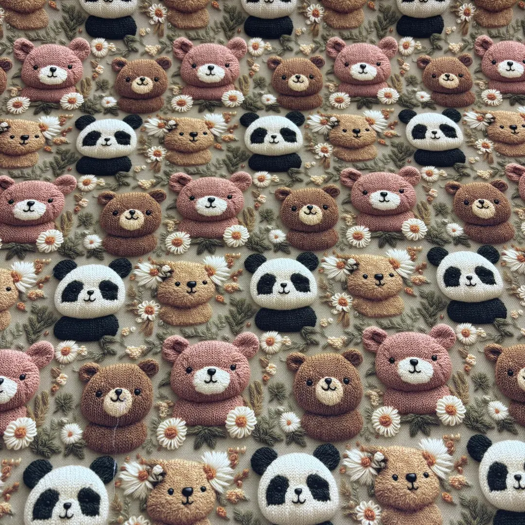 Panda ve Ayılar Desenli Kırlent Yastık 50x30