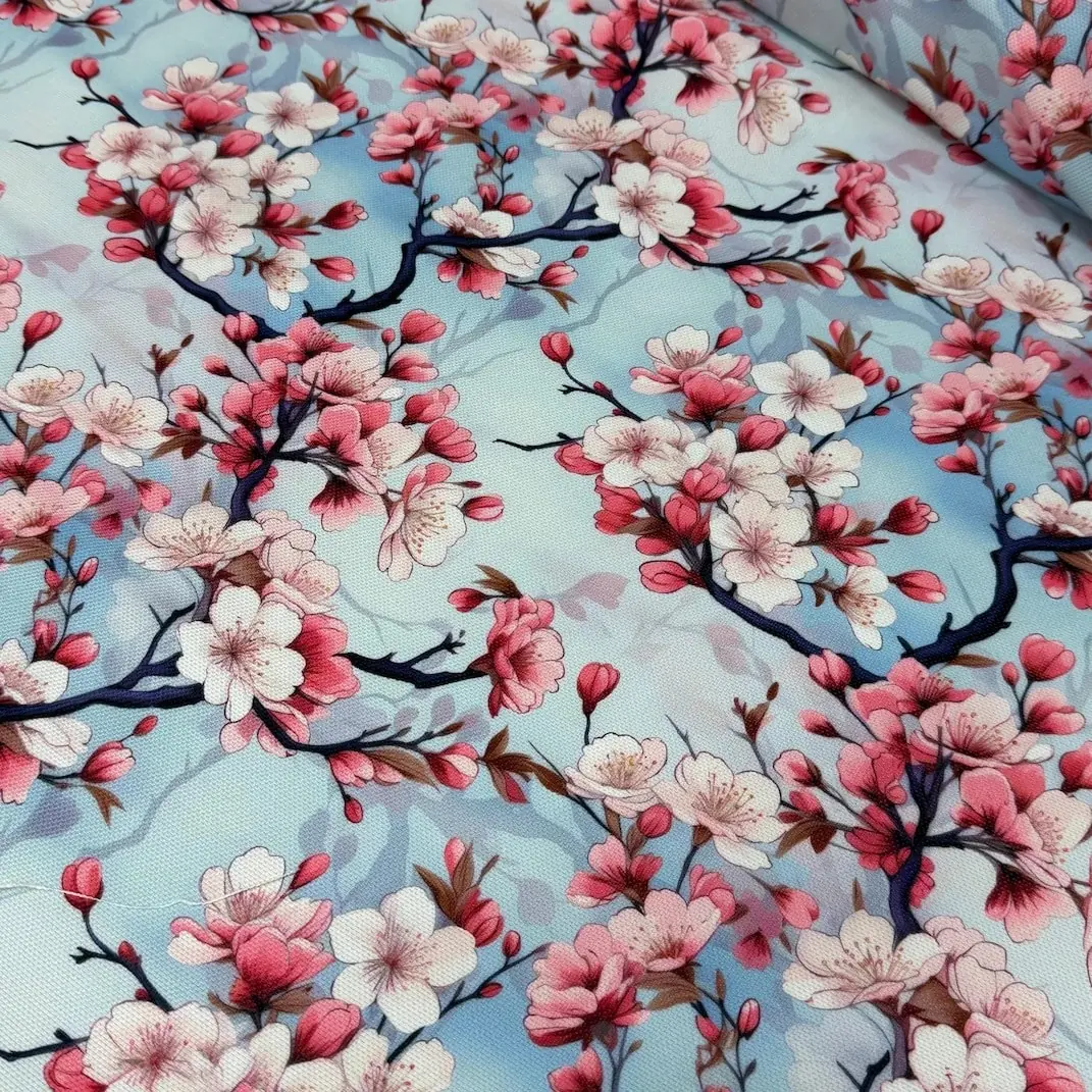 Japon Sakura Çiçekler Desenli Kırlent Yastık 50x30