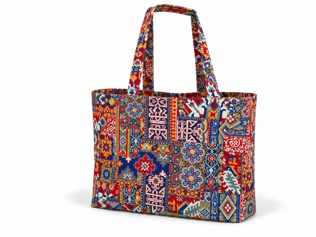 Etnik Seramik Desenleri Desenli Dijital Baskı Omuz Çantası 50x45