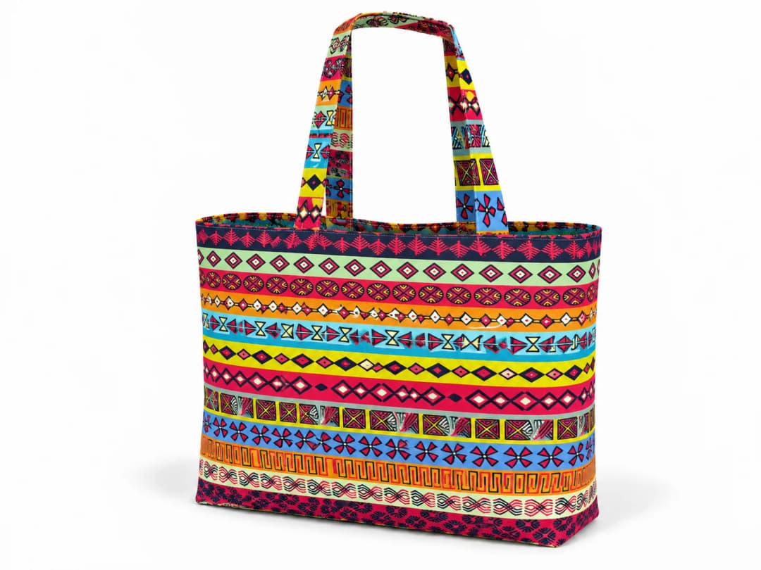Çizgili Kilim Desenli Dijital Baskı Omuz Çantası 50x45