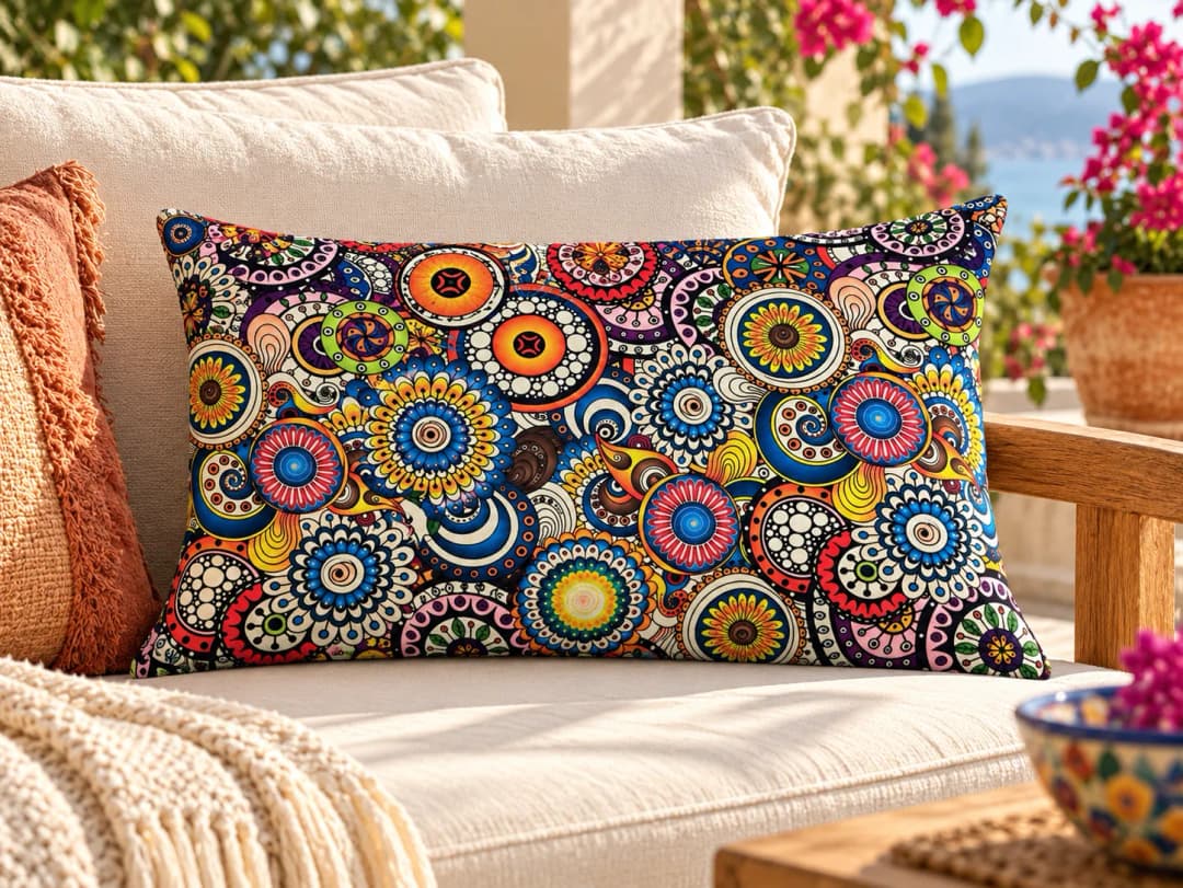 Çintemani Desenli Kırlent Yastık 50x30