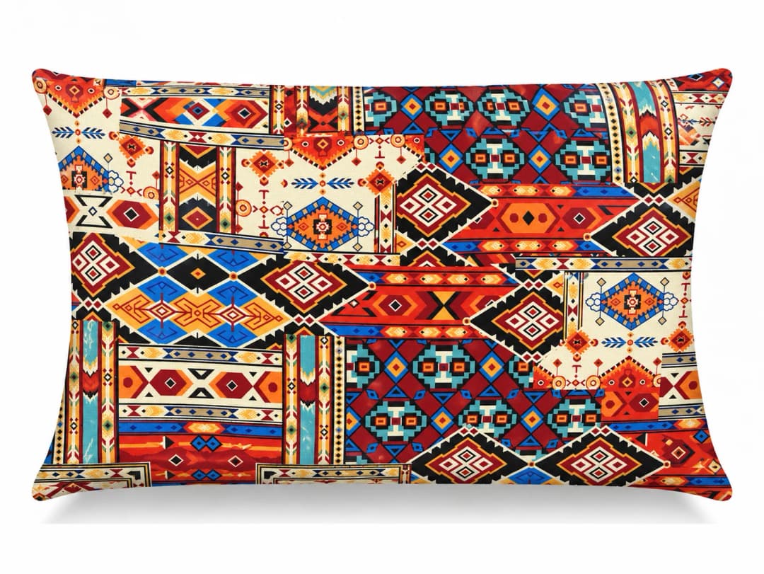 Renkli Aztek Desenli Kırlent Yastık 50x30