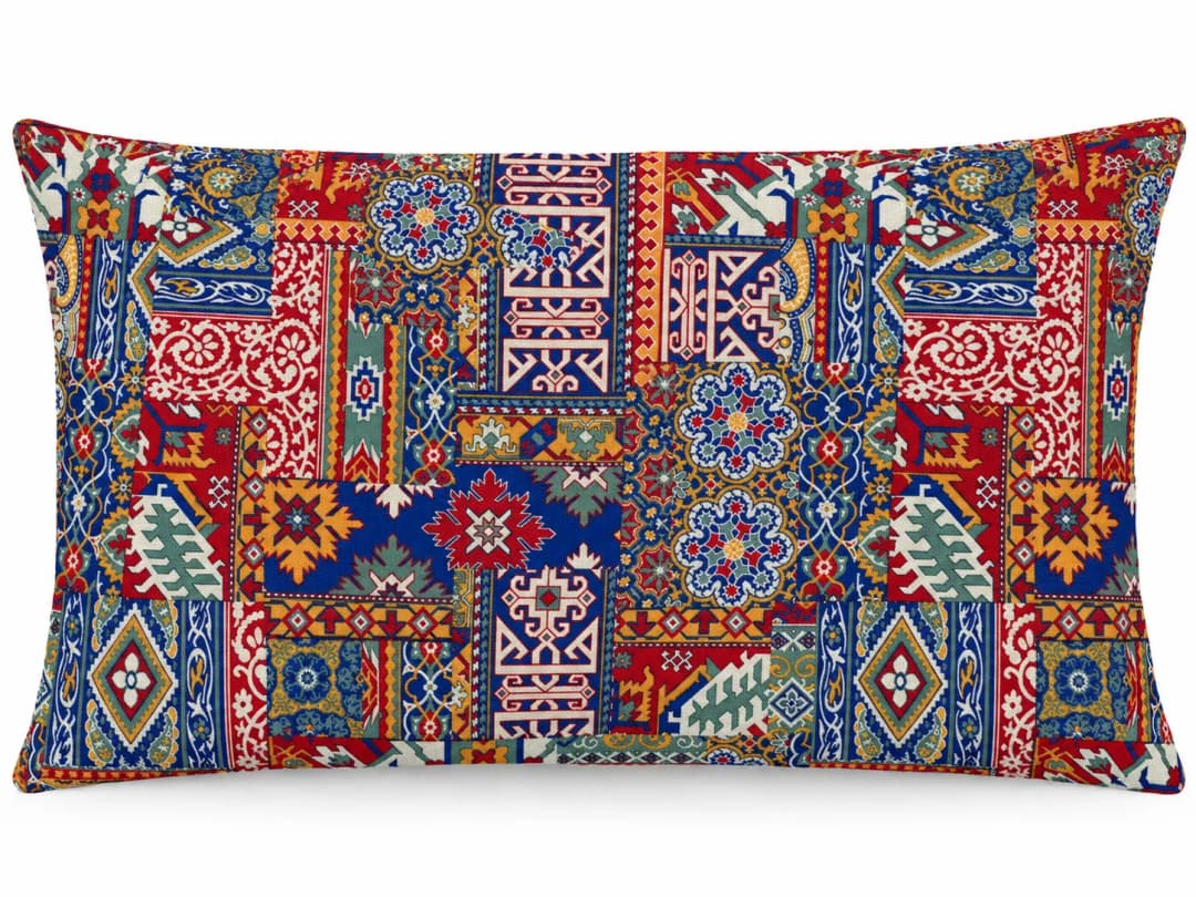 Etnik Seramik Desenleri Desenli Kırlent Yastık 50x30