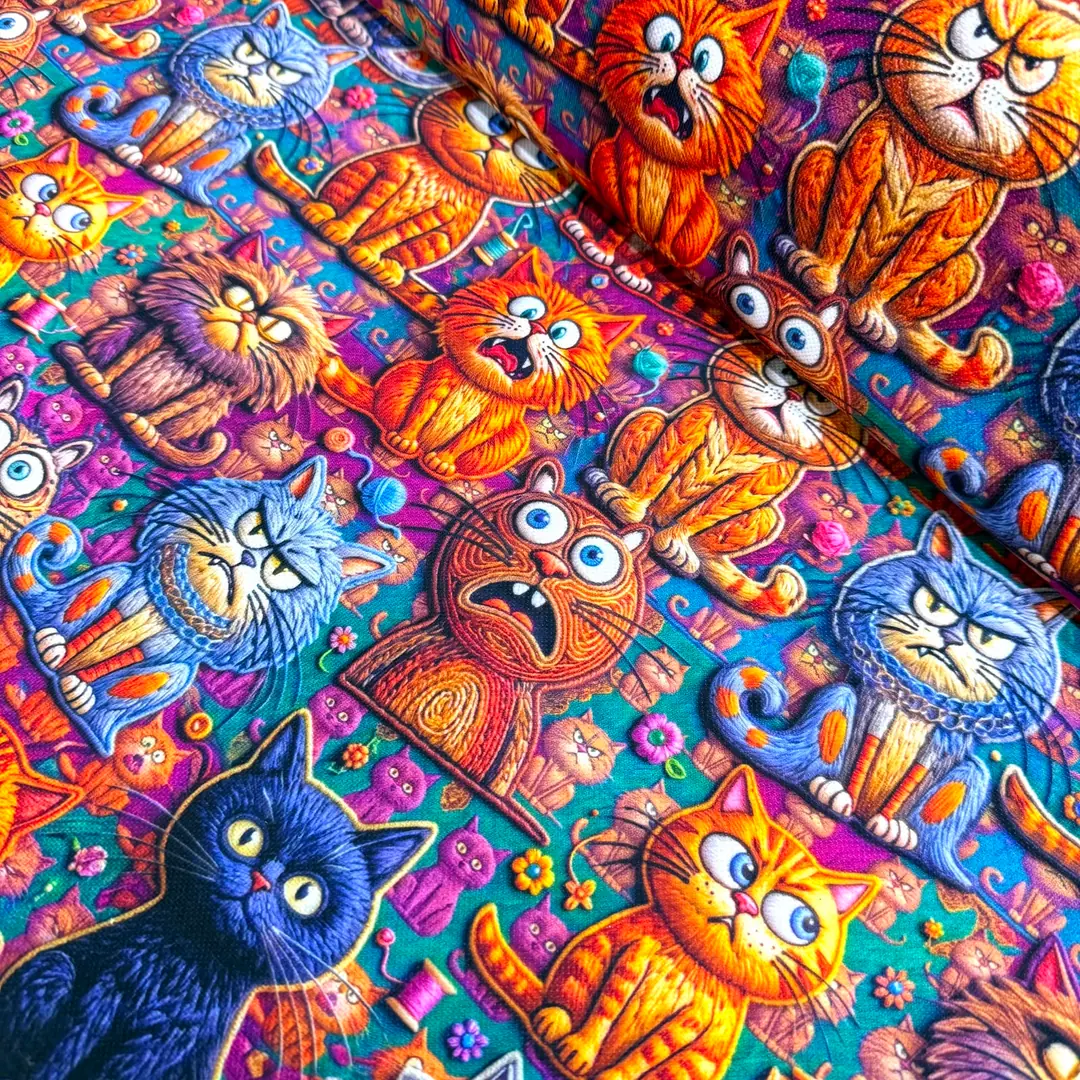 Huysuz Kediler Desenli Kırlent Yastık 50x30