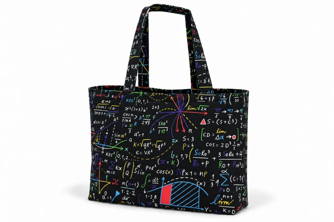 Calculus Matematik Desenli Dijital Baskı Omuz Çantası 50x45