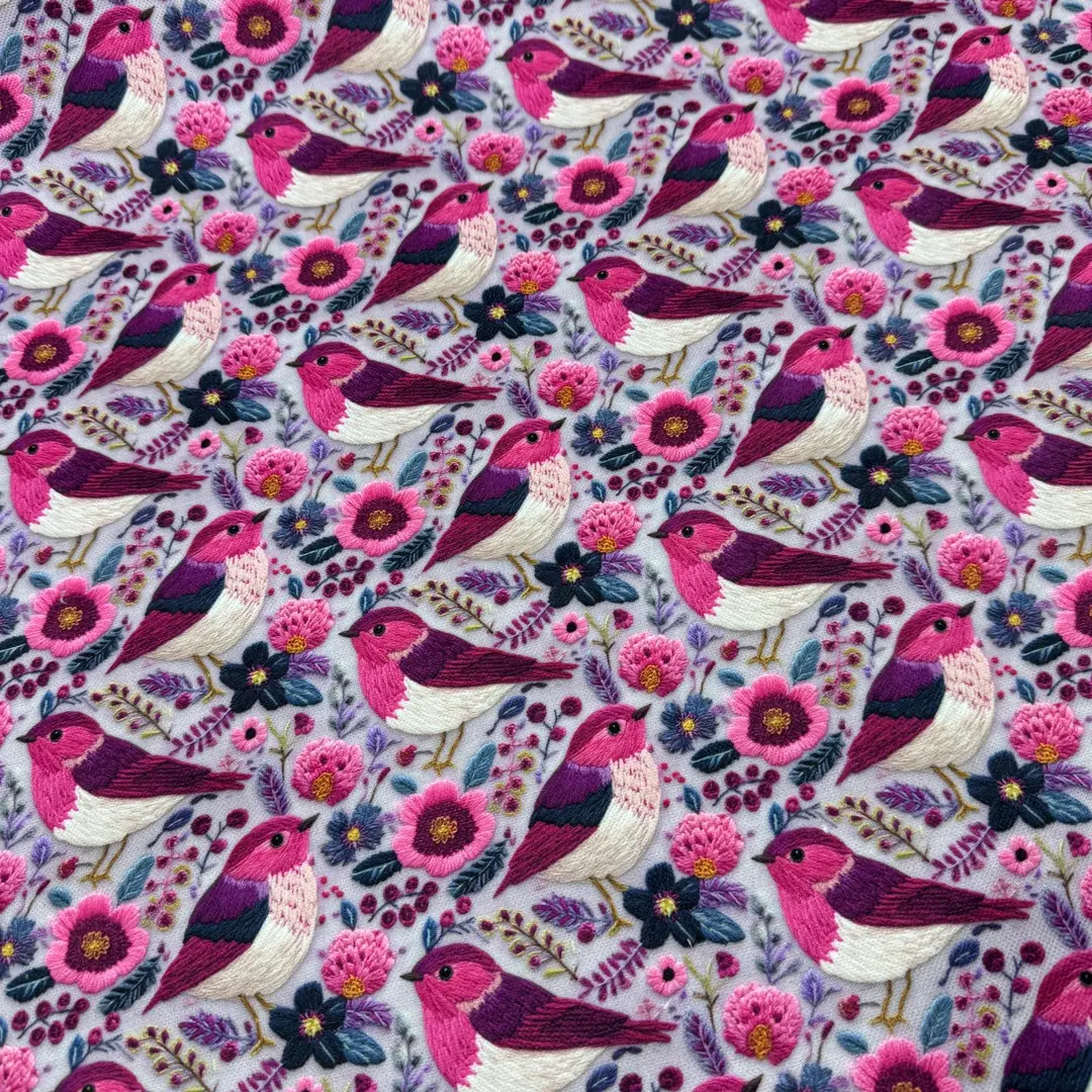 Pembe Kuşlar Desenli Kırlent Yastık 50x30