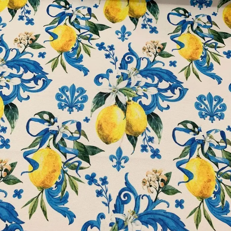 Çiçekli Limon Desenli Dijital Baskı Omuz Çantası 50x45
