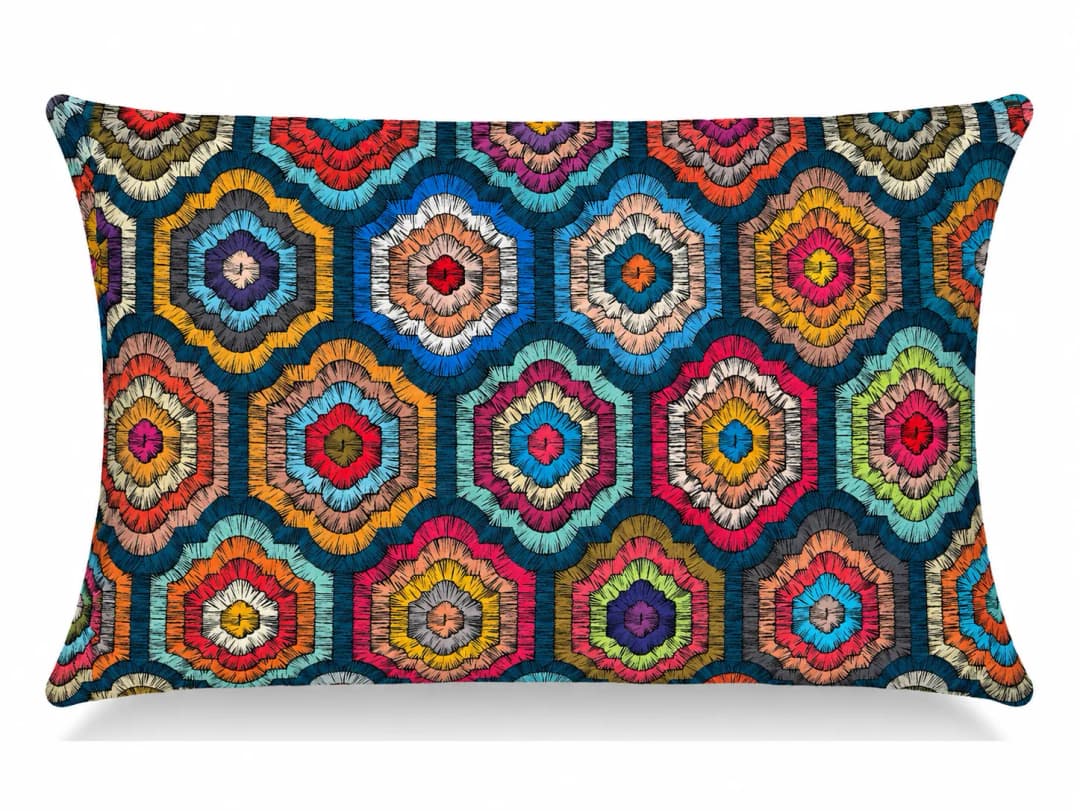 Tığ İşi Altıgenler Desenli Kırlent Yastık 50x30