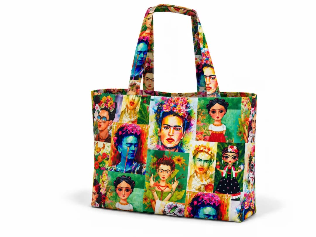 Frida'nın Portreleri Desenli Dijital Baskı Omuz Çantası 50x45
