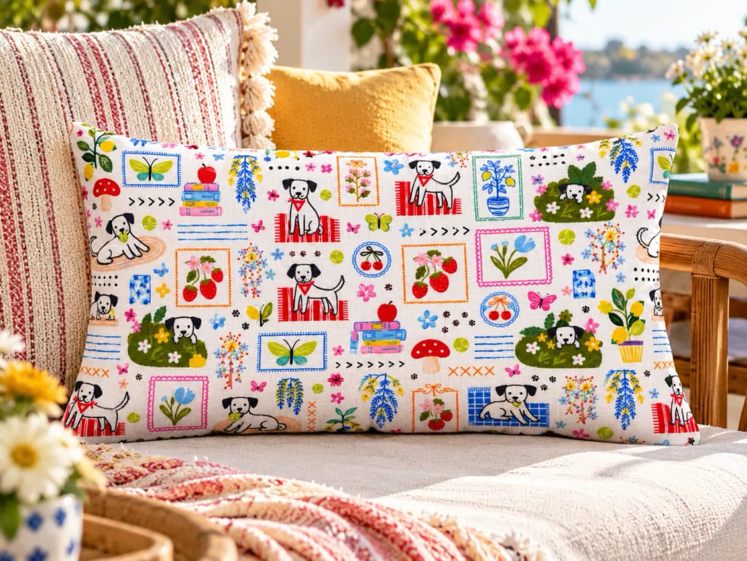 Akıllı Köpekçik Desenli Kırlent Yastık 50x30