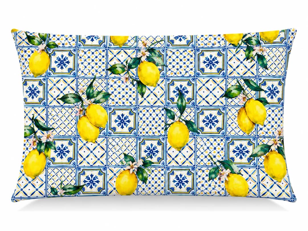 Seramik Limonlar Desenli Kırlent Yastık 50x30