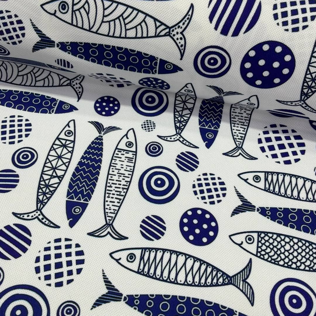 Çizgili Balıklar Desenli Dijital Baskı Omuz Çantası 50x45