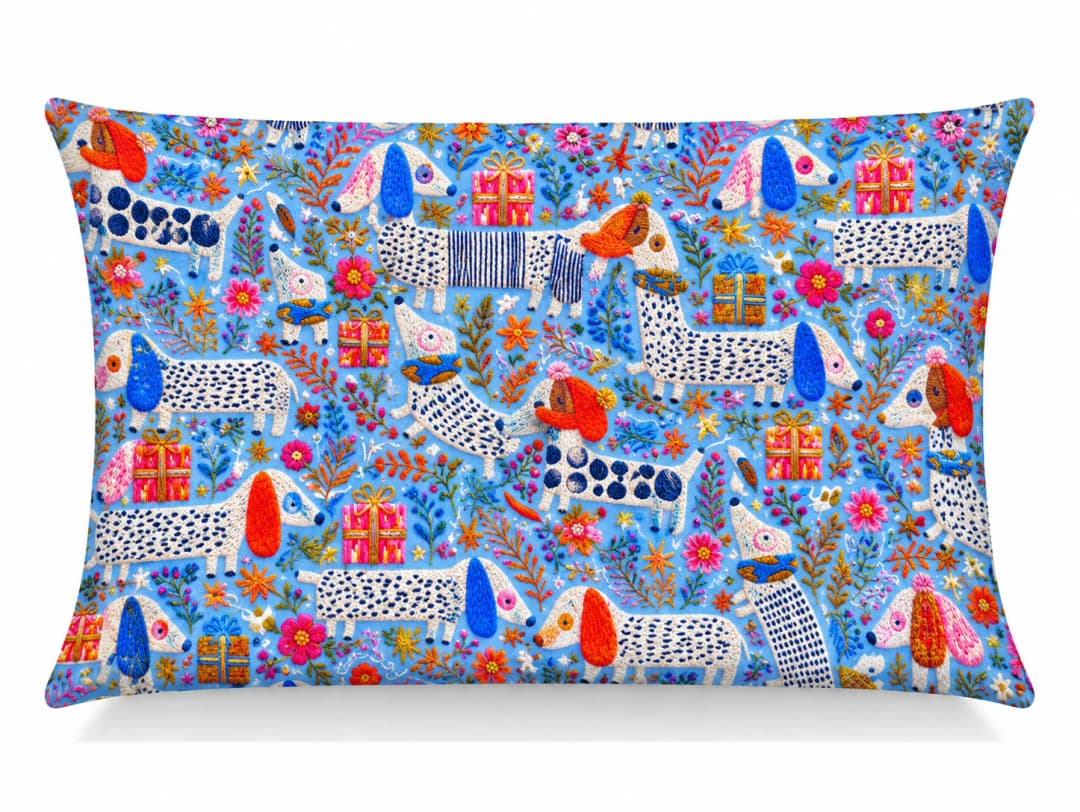 Uzun Köpekler Desenli Kırlent Yastık 50x30