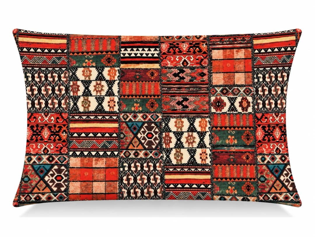 Turuncu Kilim Desenli Kırlent Yastık 50x30