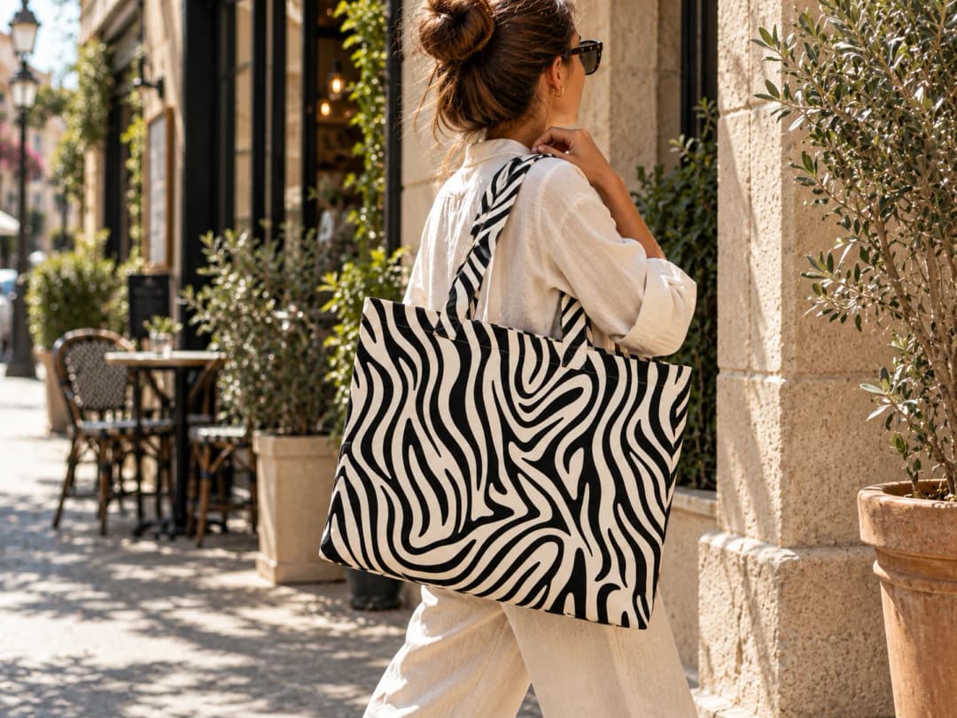 Zebra - Desenli Dijital Baskı Omuz Çantası 50×45 cm