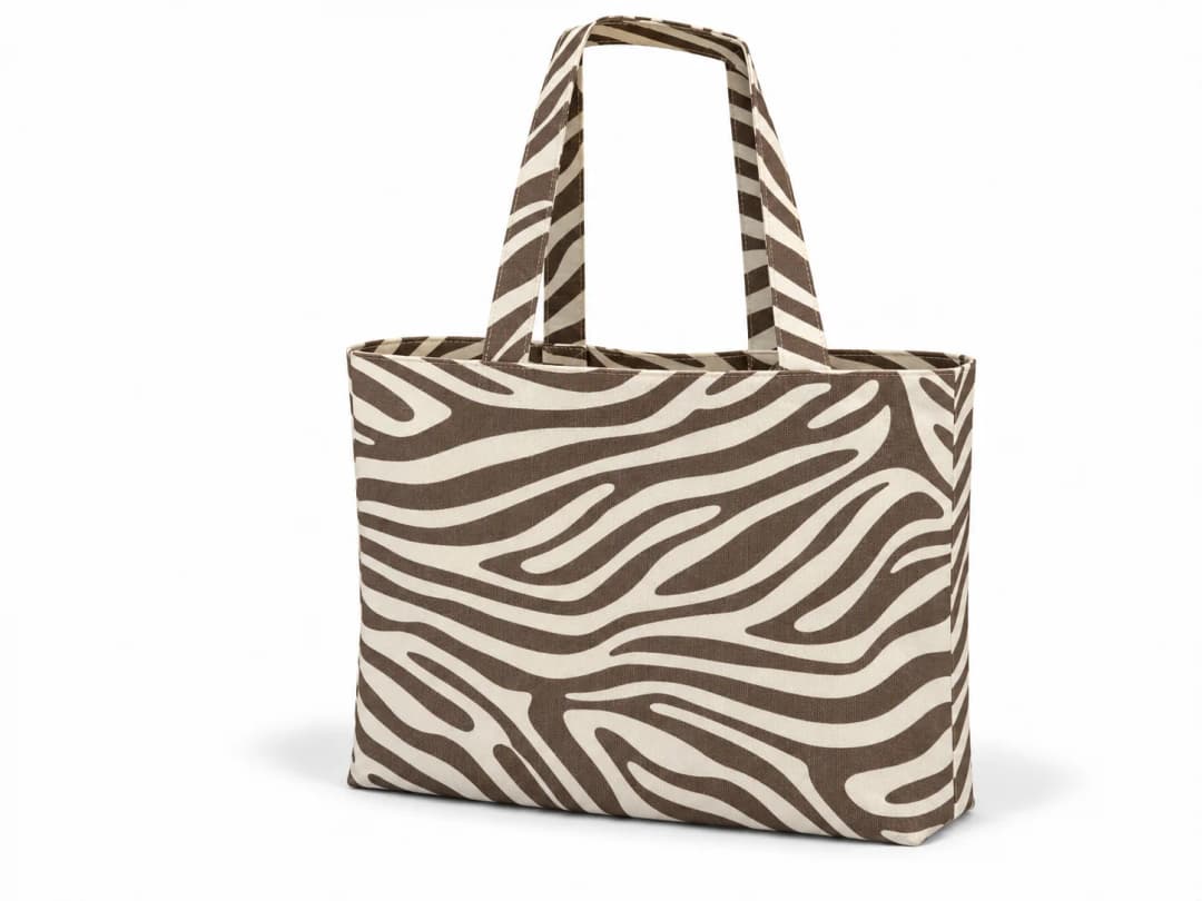 Ürün görseli: Kahverengi Zebra Desenli Dijital Baskı Omuz Çantası 50x45
