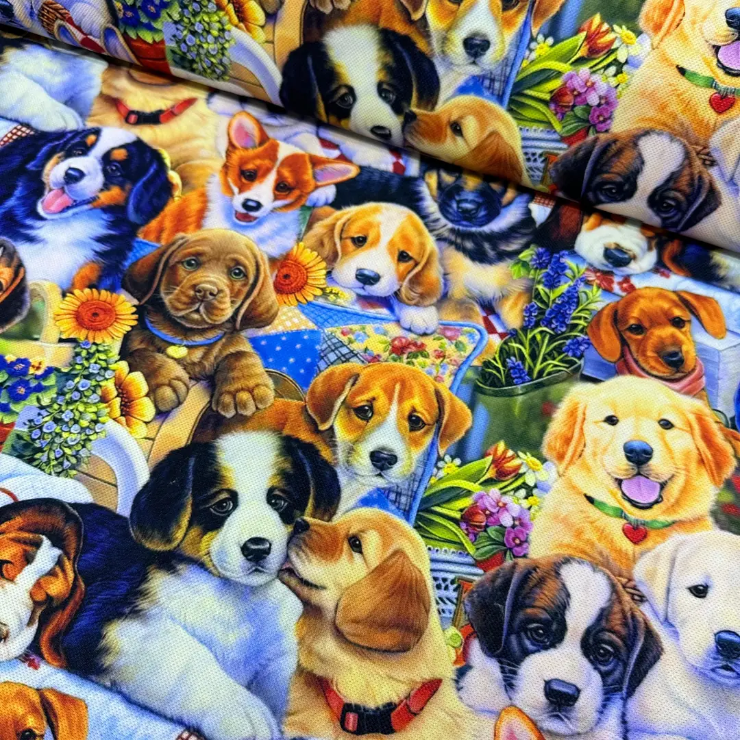 Köpek Dostlar Desenli Kırlent Yastık 50x30