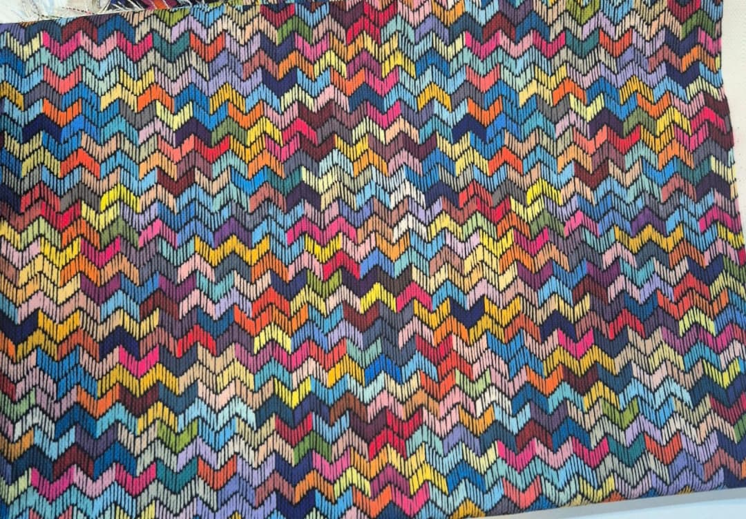 Renkli Zikzak Örgü Desenli Dijital Baskı Omuz Çantası 50x45