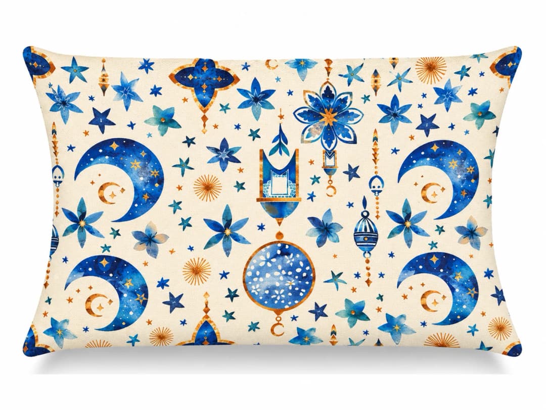 Ay ve Yıldızlar Desenli Kırlent Yastık 50x30