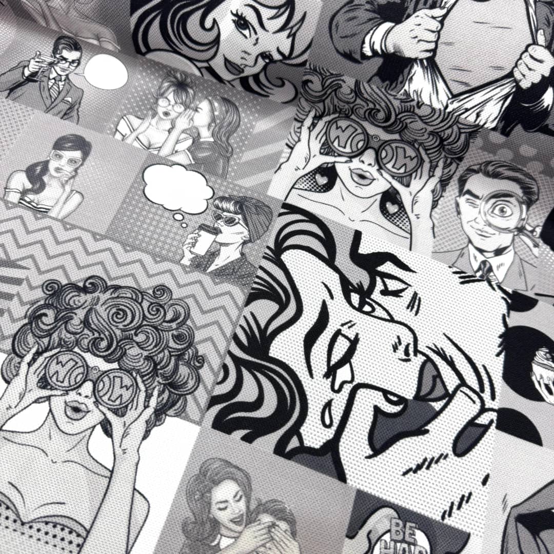 Büyük Pop Art Dedektif Desenli Kırlent Yastık 50x30
