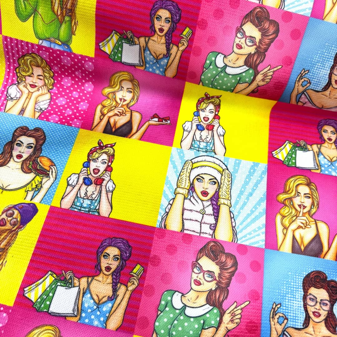 Pop Art Girls Desenli Kırlent Yastık 50x30