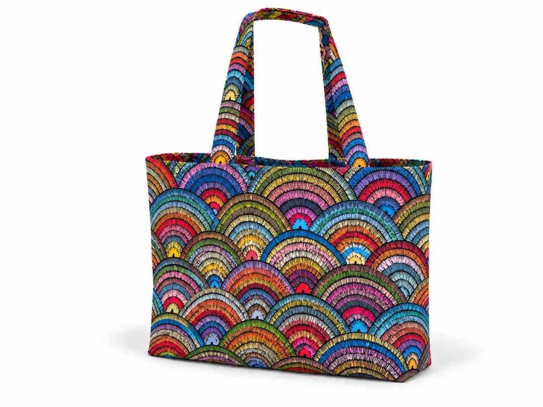 Gökkuşağı Dalgaları Desenli Dijital Baskı Omuz Çantası 50x45