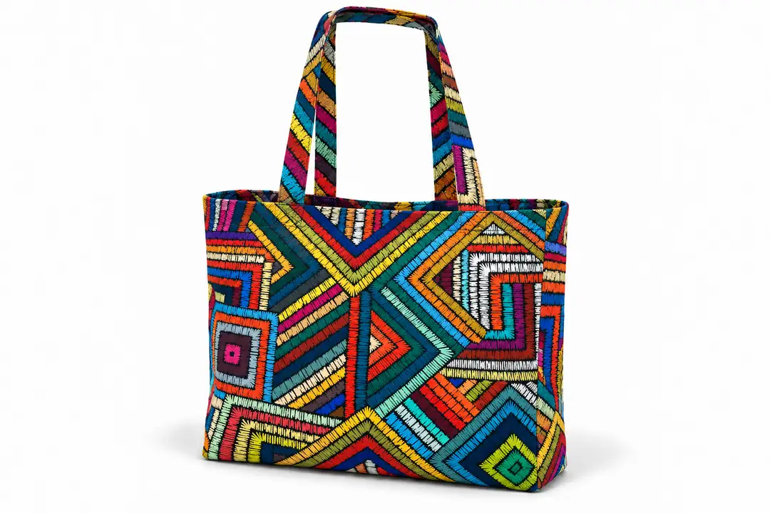 Renkli Geometrik - Desenli Dijital Baskı Omuz Çantası 50×45 cm