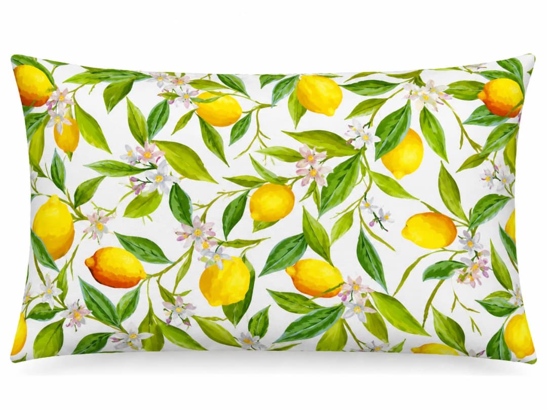 Limon Ağacı Desenli Kırlent Yastık 50x30