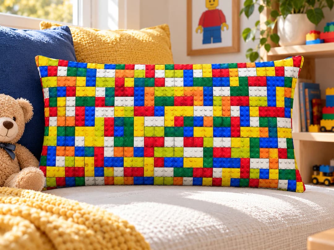 Oyuncak Parçaları Desenli Kırlent Yastık 50x30