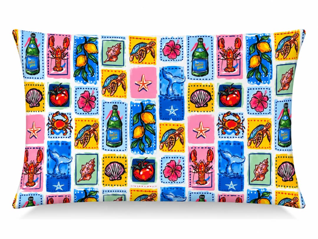 Summertime Karolar Desenli Kırlent Yastık 50x30