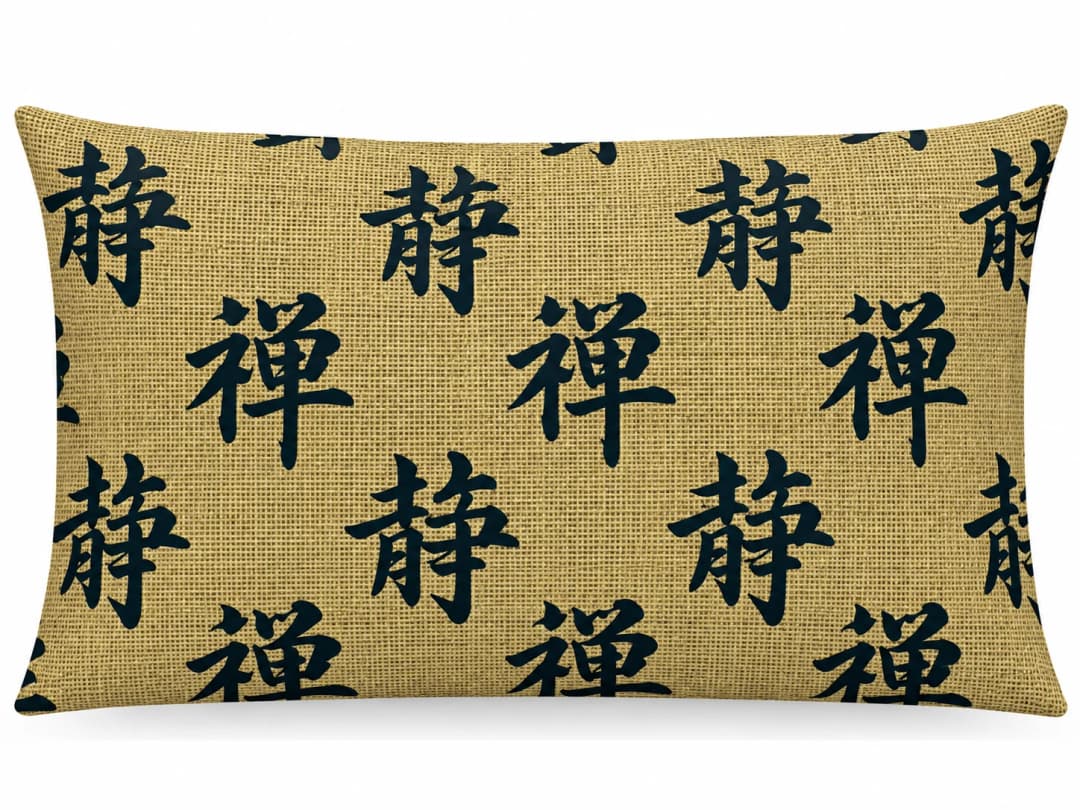 Japon Alfabesi Desenli Kırlent Yastık 50x30