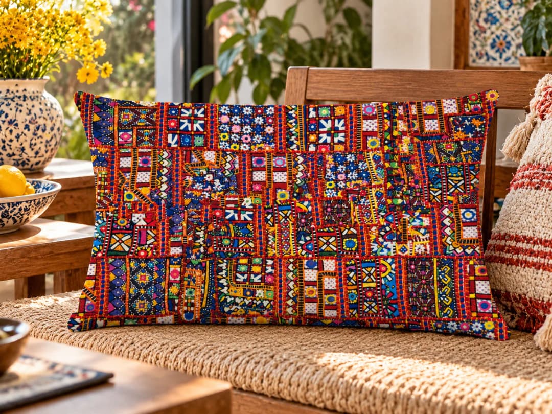 Etnik Nakış Desenli Kırlent Yastık 50x30