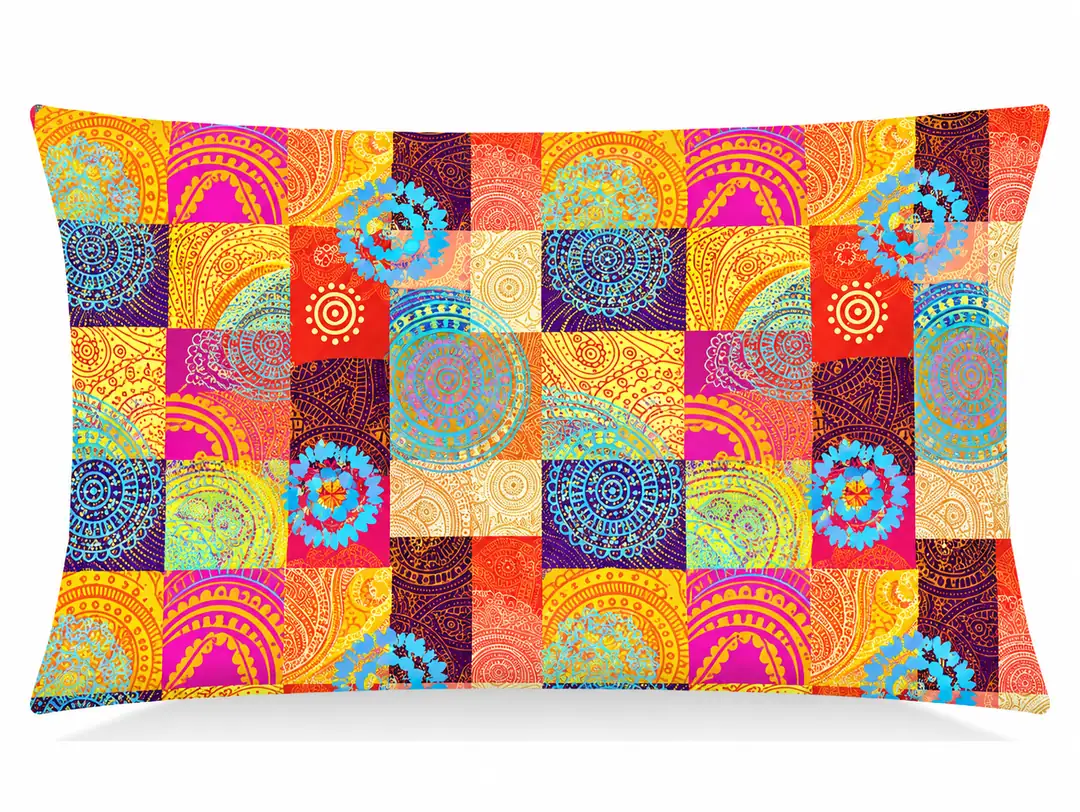 Patchwork Çini Desenli Kırlent Yastık 50x30